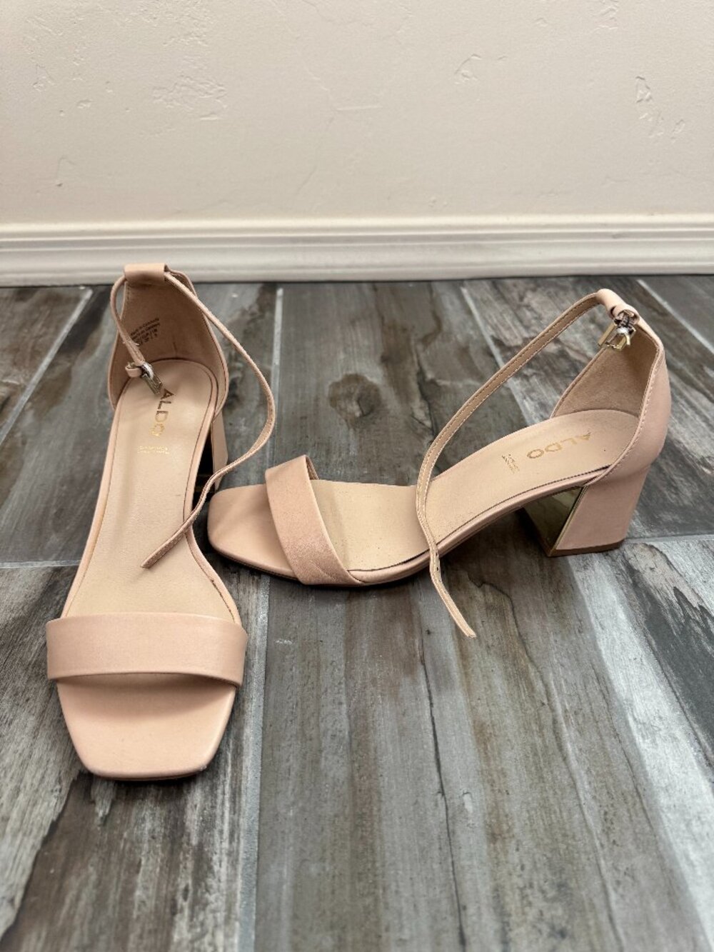Aldo Nude Blush Block Heel Sandals